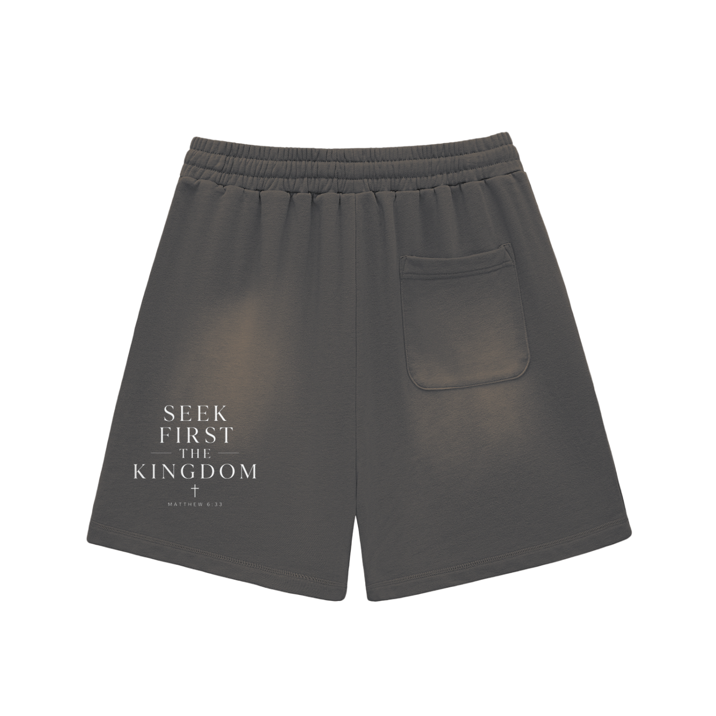 "Seek First the Kingdom" Raw Edge Cotton Shorts