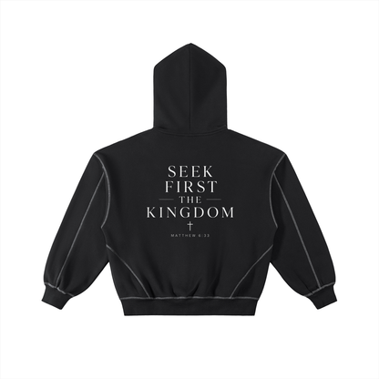 "Seek First the Kingdom" Boxy Fleece Zip Hoodie