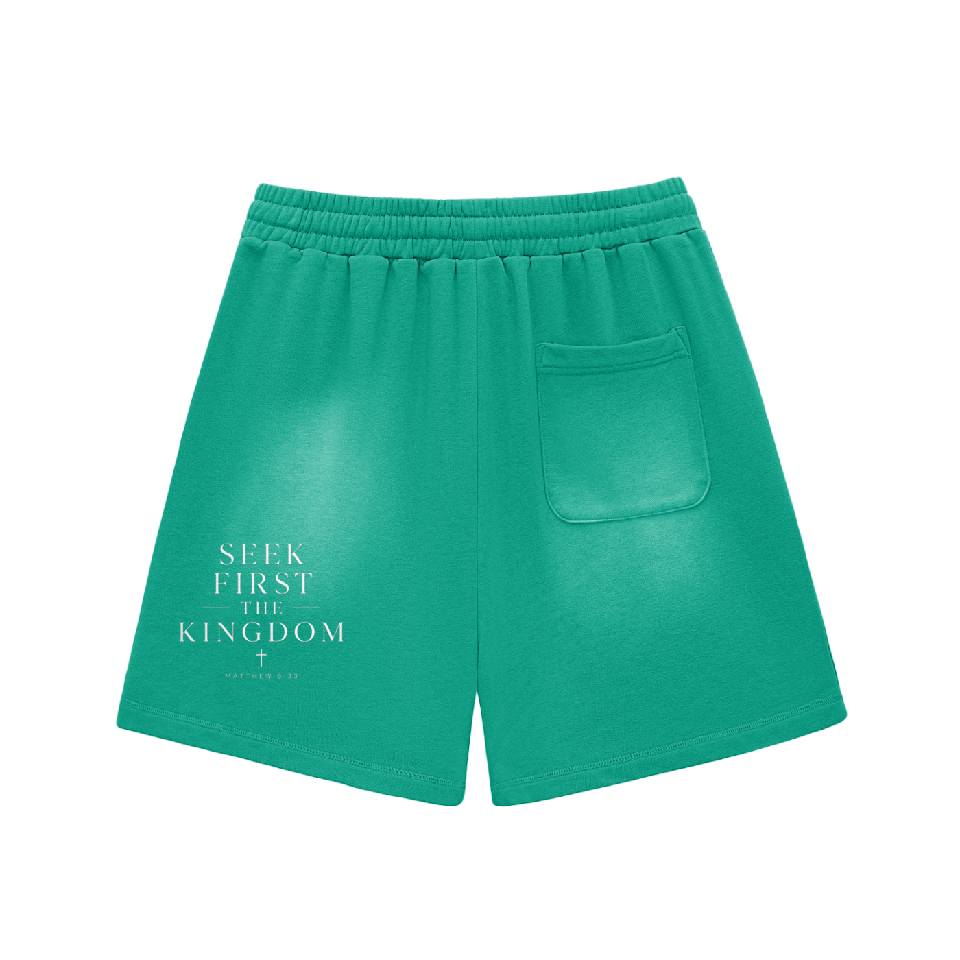 "Seek First the Kingdom" Raw Edge Cotton Shorts