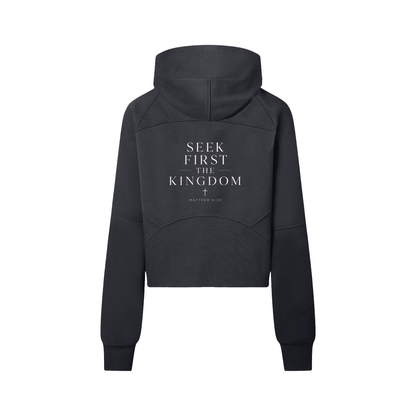 "Seek First the Kingdom" Cropped Half-Zip Hoodie