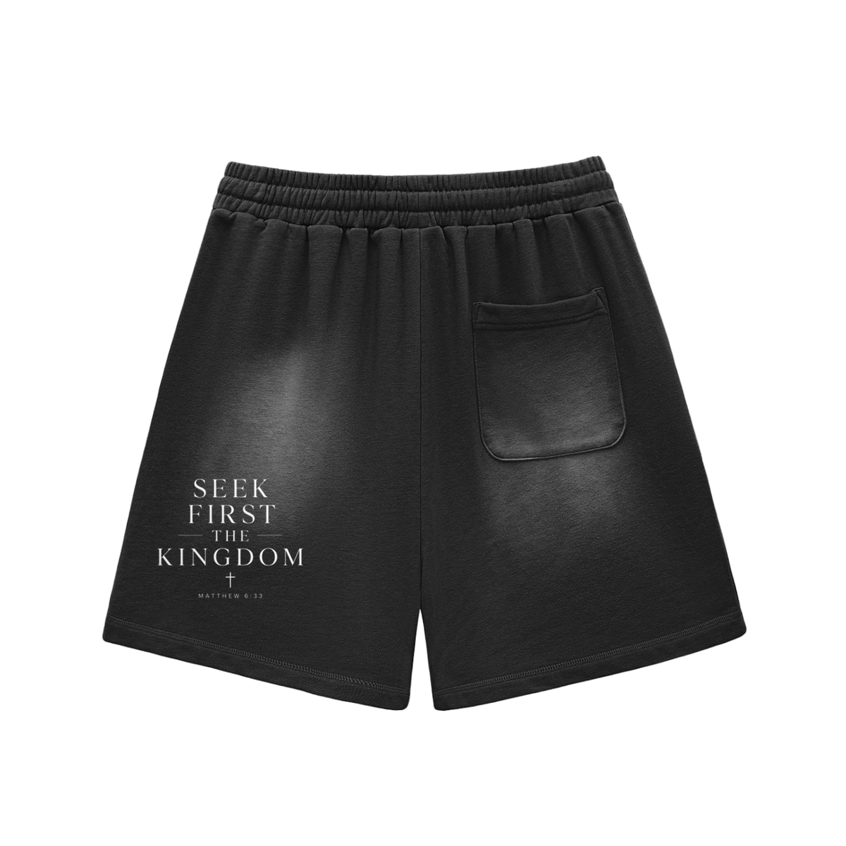 "Seek First the Kingdom" Raw Edge Cotton Shorts