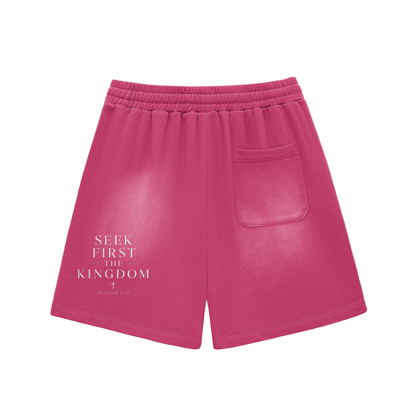 "Seek First the Kingdom" Raw Edge Cotton Shorts