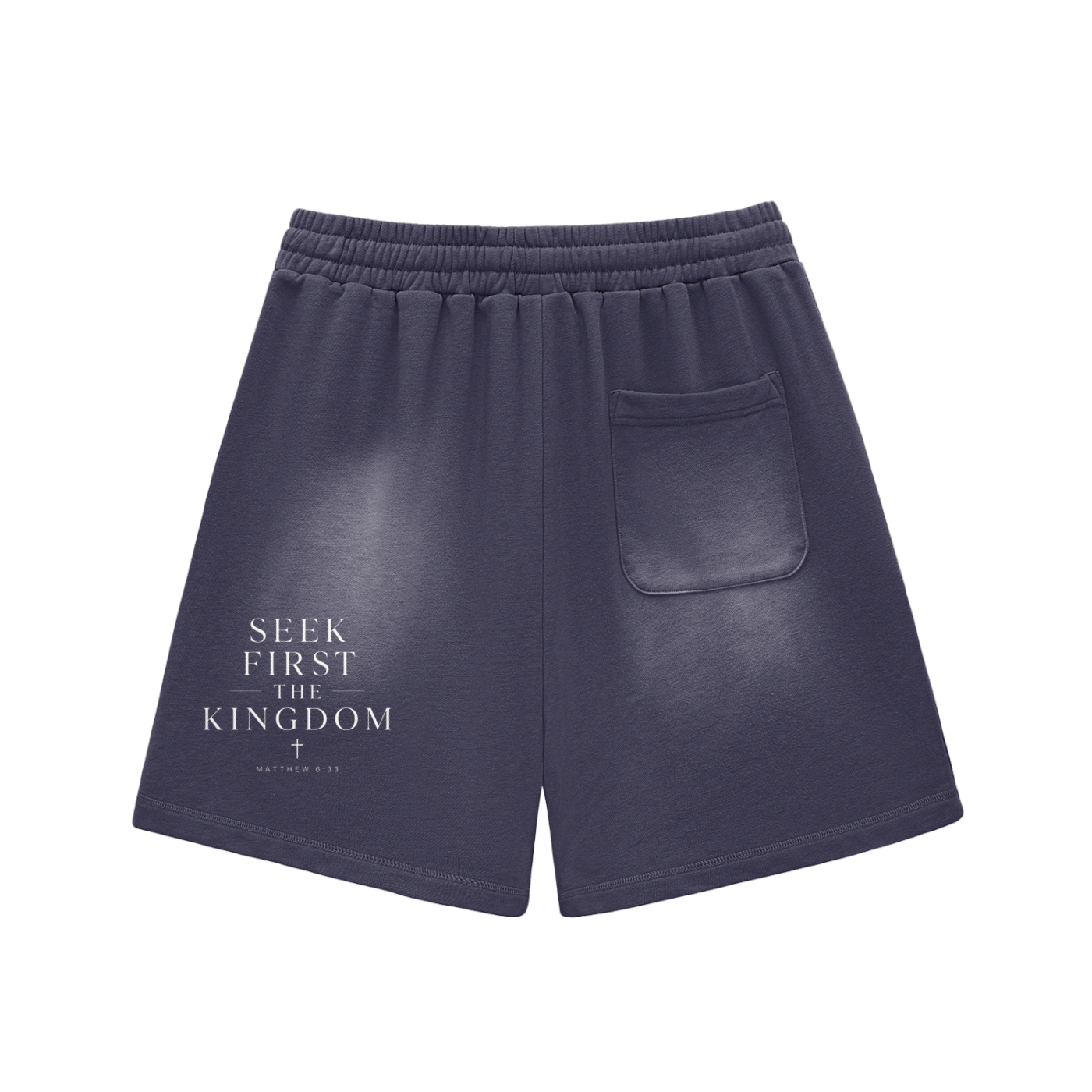 "Seek First the Kingdom" Raw Edge Cotton Shorts