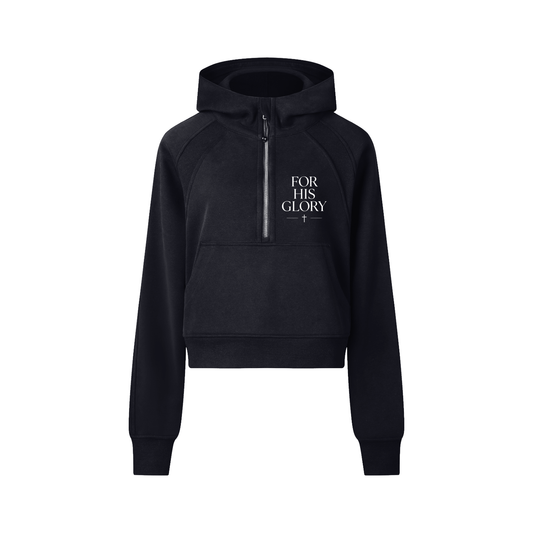 "Seek First the Kingdom" Cropped Half-Zip Hoodie