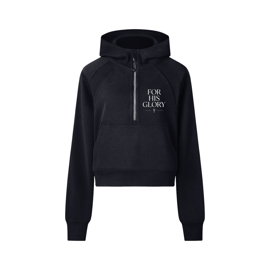 "Seek First the Kingdom" Cropped Half-Zip Hoodie